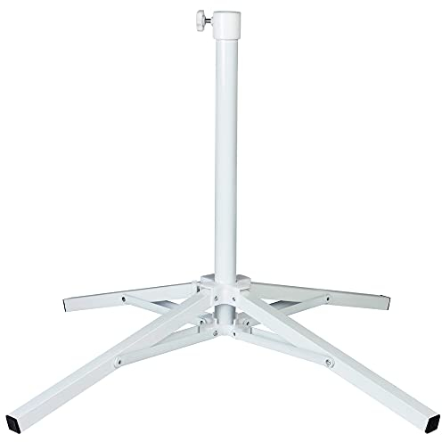 AKTIVE Garden 53852 Support de parasol pliant 4 pieds, aluminium, mât Ø25 à 32 mm, 65 x 65 x 60 cm, filetage réglable, blanc