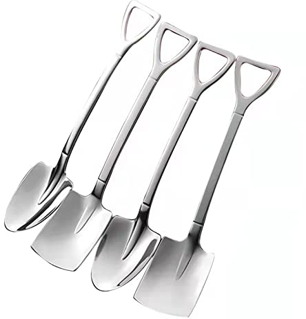 4 pz in acciaio inox pala forma di cucchiaio a punta cucchiaio caffè tè zucchero mescolando cucchiaio torta dessert cucchiaio per il partito