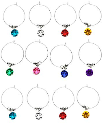 16PCS Weinglas Anhänger Charms,Glas Identifikations Getränke Markierungen Glasmarkierung Wiederverwendbare Weinglas Charms für Stielgläser Weinglas Marker Party Glasflasche Dekoration