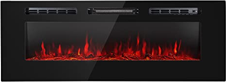 Klarstein Chimenea Electrica Pared, Estufa sin Leña de Interior, Chimeneas Electricas Decorativas 1800W, Llama LED, Chimenea Decorativa Falsa, Mando a Distancia, Temporizador y Termostato Ajustable