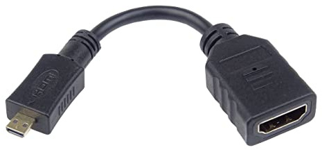 PremiumCord Adaptateur HDMI A sur Micro HDMI, Prise sur la Prise, UHD 4K 2160p 60Hz, Full HD 1080p, 3D, Couleur Noire, Connexions Dorées, 13 cm