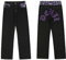 American Vintage Herren Jeans Gothic Panel Kontrast Brief Print Jeans Herren Loose Wide Leg Casual Straight Pants, Violett/Schwarz, Klein