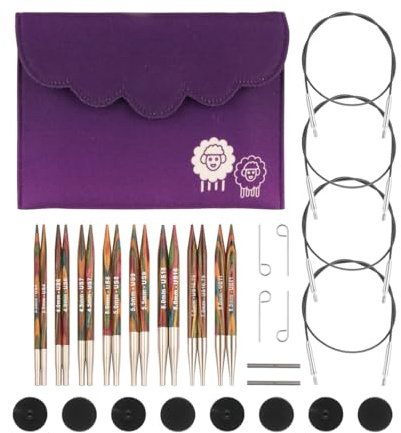 KnitPro - Ensemble de luxe de pointes d'aiguilles à tricoter circulaires interchangeables, Symfonie, 3,50-8,00 mm, Multicolore, 26-20661