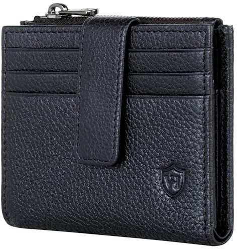 VON HEESEN Leder Kartenetui Geldbörse mit RFID-Schutz - Portemonnaie für Herren & Damen aus echtem Leder - Kartenhalter mit Münzfach - Geldbeutel für Männer und Frauen in Schwarz
