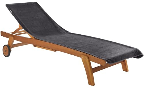 CalmyBEACH Housse de protection en tissu éponge pour chaise longue de jardin, 200 x 75 cm, 100 % coton, pour chaise longue de plage, anthracite