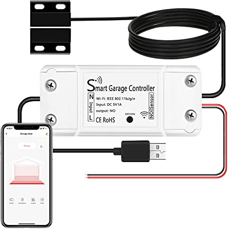 Porte de garage,Funien Ouvre-porte de Garage Tuya WiFi télécommande intelligente prise en charge du capteur APP contrôleur vocal Compatible avec Alexa Home