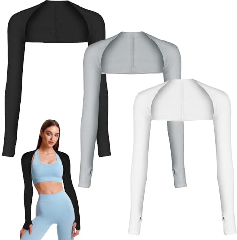 EMAGEREN 3 pièces Manchon de refroidissement Protection UV Châle Bras Manches Manchons de Bras de Protection Solaire avec trou pour les doigts Golf Refroidissement Châle Bras Manches