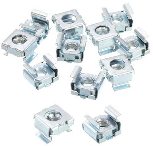 QUARKZMAN Écrou à Cage 12-24, 10Pcs Écrous à Cage Encliquetables, Écrou Métrique en Acier au Carbone Plaqué Zinc pour Armoire de Serveur, Argent
