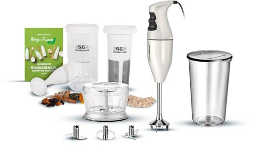 ESGE-Zauberstab 9750024 E 120 Select Creme 10-teiliges Set, Stabmixer 120W, Pürierstab inkl. Magic Fusion, Multimesser, Schlagscheibe Fleisch- und Gemüsemesser, Zerkleinerer, Messbecher, Rezeptbuch