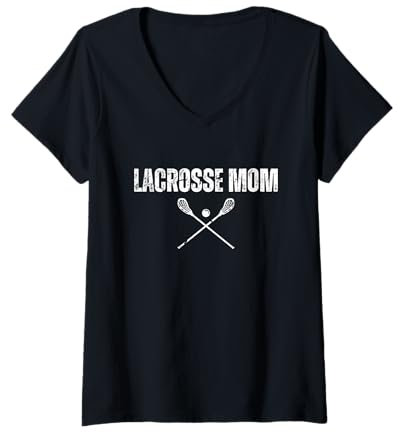 Damen Coole Lacrosse-Kunst für Ehefrau, Mädchen, Frauen, Lax-Helm, Sportliebhaber T-Shirt mit V-Ausschnitt