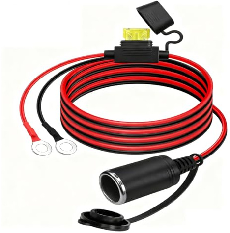 Presa accendisigari ad alte prestazioni, impermeabile grado marino 12 V/24 V, 14AWG, presa per accendini a corrente continua per barca, moto, auto, con cavo di collegamento da 1.2 m, 2,5 mm² 20 A