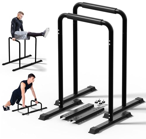 Outdoor Basic 2-in-1 Adjustable Dip Bar Station - Heavy Duty Parallel Bars with Connecting Parts, Extra Tall & Thickened Steel Design for Home Gym, Calisthenics & Strength Training (Dip Bar Pro Max)