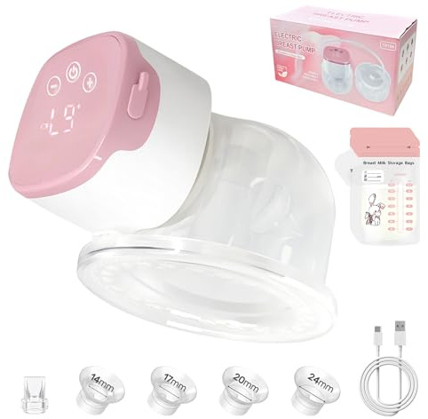 Bizcasa Milchpumpe Elektrisch, Anti-Rückfluss, Elektrische Milchpumpe freihändig 6 Modi und 9 Stufen Saugen mit Ersatzzubehör im Lieferumfang, BPA-frei, Starke Saugkraft (1)