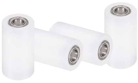 QUARKZMAN 4 Piezas Rueda Guía De Nylon Con Rodamientos 10 X 30 X 60mm (DI X DE X L) Polea Para Correa Plana CNC Rueda Locomotora Polea De Nylon (Blanco)