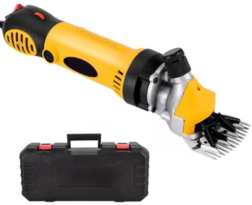 YXINHONGYUE Tosatrice portatile per cavalli Include scatola di immagazzinaggio e spazzola di carbone Spaziatura regolabile Tosatrice per peli di bestiame Diametro 76 mm per pecore e alpaca,Giallo,220V