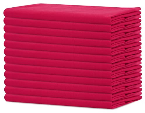 Sweet Needle - Christmas Napkins Red Pack of 12-100% Cotton Oversized Dinner Cloth Napkin 45 CM x 45 CM (18 IN x 18 IN), Tomato Red - Heavy weight fabric for daily use with Mitered corners finish