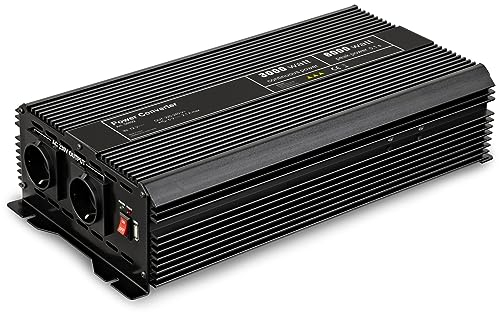 Goobay 58892 Spannungswandler / Wechselrichter / Inverter 12V auf 230V 3000W / 6000W mit 2x AC-Steckdosen und 1x USB-Anschluss (2100mA)