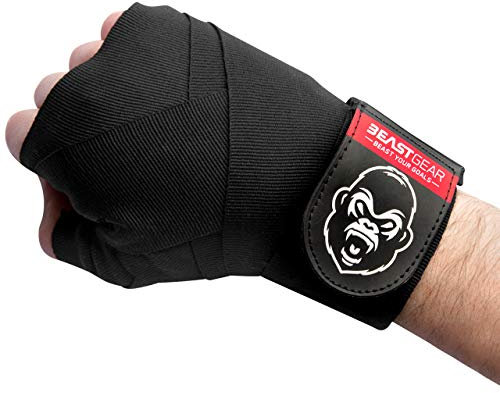 Beast Gear Boxbandagen 4,5m Elastisch mit Daumenschlaufe – Handbandagen für Boxen, MMA, Muay Thai Baumwolle mit Klettverschluss