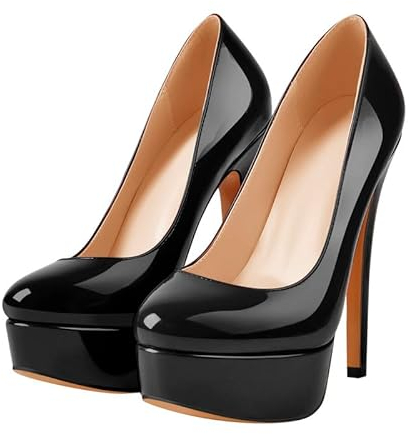 MissHeel Plateau Pumps High Heels Pumps Stielttos Pfennigabsatz Schwarz EU 40