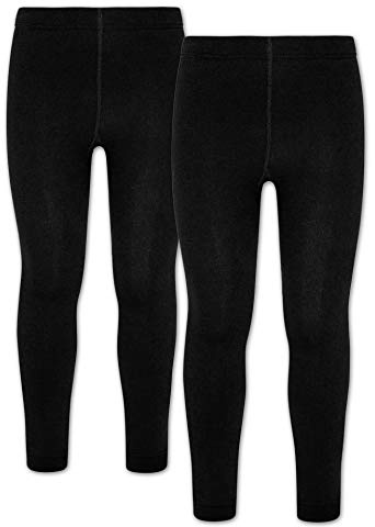 ORIGINAL BASICS - Leggings thermiques pour enfant (lot de 2) - Noir avec doublure en polaire, 2 x noir., 104-116