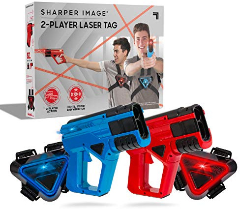 Sharper Image Laser Tag Set, 2-Pack of Blaster Guns & Armor Vests, Safe for Kids & Adults, Indoor & Outdoor Battle Game, Multiplayer Team Mode, Fun Party Activity, Cool Electronic Toy Gift, Ages 8+