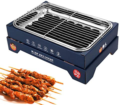 LINGJIONG 2 st omedelbar grill – Engångsgrill, bärbara kolgrillar, biologiskt nedbrytbara utomhusgrill | spett grill hibachi grill för camping, matlagning och bakgårdsgrill