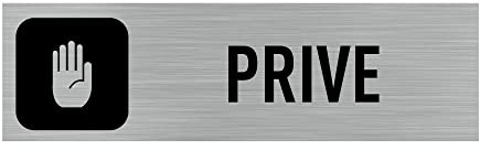 Signalétique.biz France - Plaque de porte PRIVE (Q0017) - 170 X 50 mm - Plaque aluminium brossé de 2mm