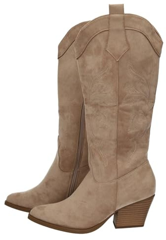 ZAPATOP 168-611 Botas Camperas en Color Beige para Mujer, tacón de 5cm y diseño Clasico, Bonito y cómodo, con Cremallera Mujer Botas