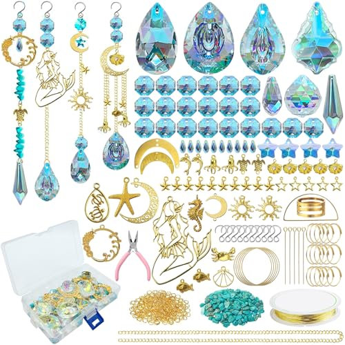 VEEKAY 425 Pezzi Acchiappasole Cristallo,Kit Sun Catcher fai da te Suncatcher, Acchiappasole da Appendere,Suncatcher Pendenti Acchiappa-sole per la decorazione del giardino della finestra
