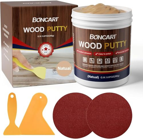 Black Wood Filler & Wood Putty - 9.87oz (280g) Professional Furniture Repair Kit - Quick Drying, Sandable & Paintable - Fixes Cracks, Holes in Black Cabinets, Ebony Floors, Espresso Furniture