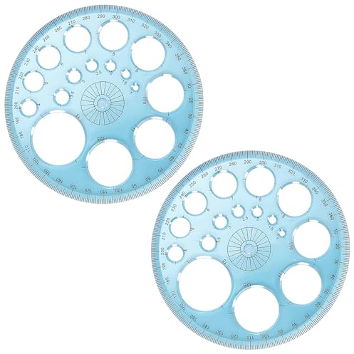 REEKNOKOL Circle Stencil, Protractor Template Round Stencils for Painting Circle Drawing Tool Circle Templates for Drawing Ruler Template for Geometry Painting Studying Designing (Blue)