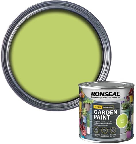 AOC24 Garden Fence Paint 250ml – Multi-Surface Exterior Paint for Wood, Brick, Metal, Stone & Terracotta – Waterproof, Resists Fading, Matt Finish for Sheds, Fences, Garden Furniture Lime Zest