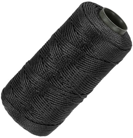QUARKZMAN Nylonschnur, 3 Stränge, gedrehte Maurerschnur, 1,5 mm x 218 Yards, Nylonschnur für Heimwerkerprojekte, Gartenarbeit, Geschenkverpackungen, Weihnachtsfeierzubehör, Schwarz