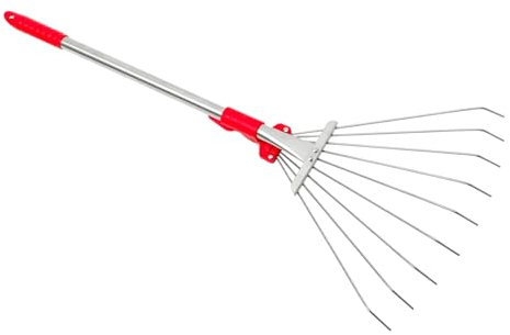 Happyyami Râteau À Gazon en Acier Inoxydable pour Jardin Désherbage Aménagement Paysager Petit Râteau À Feuilles