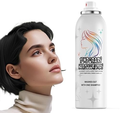 Black Temporary Hair Color Spray - Gentle Formula, Washable & Non-Sticky | Instant Hair Dye Alternative for Adults | Halloween, Costume, Party Makeup, 150ml