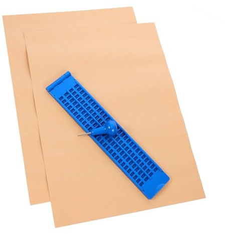 PACKOVE Tavoletta Braille Punteruolo in Plastica Blu, Resistente e Portatile per Non Vedenti, Kit di Scrittura Braille 27 Righe e 30 Caselle per Esercizi di Scrittura