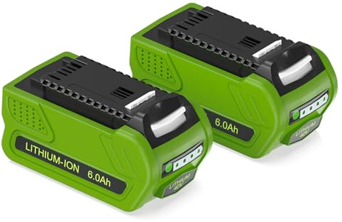 2X 40V 6Ah Ersatzakku für Greenworks Akku G40B5 G40B4 G40B2, passend für Allen Greenworks 40V Freischneider Heckenschere Hochentaster Kettensäge Laubsauger Rasenlüfter Rasenmäher Rasentrimmer