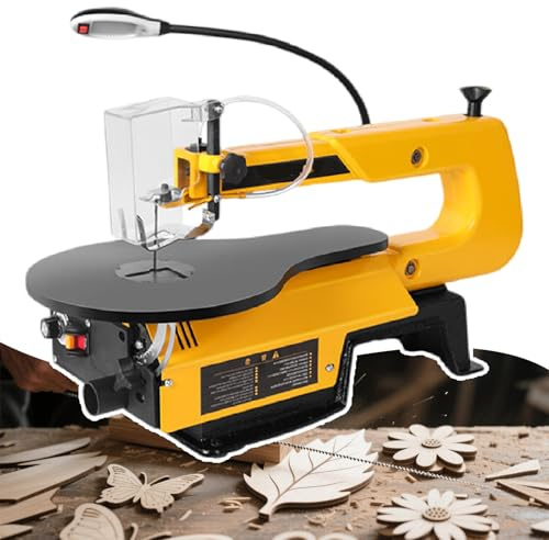 16-Inch Electric Fret Saw/Variable Speed Scroll Saw | With 45° Tiltable Metal Work Table, 10 Saw Blade | 55mm Cut Depth | For Pattern Cutting & Pvc Plastic Pipes PremiumModel