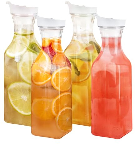 Auroriel 4-pack återanvändbar tvättmedelförvaringslåda 1,5L, PET-tvättmedeldispenser, tvättpulverförvaringsbehållare för hushållsrengöring och tvättmedel