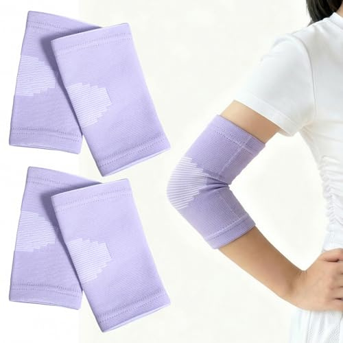 CIATBYYJ 2 Paar Ellenbogenbandage für Kinder,Nylon Ellenbogen-Ärmel,Rutschfeste Verstellbare Ellenbogenschoner,für Jungen und Mädchen, Teenager,Basketball,Volleyball,Sport(Lila,16 * 8cm)