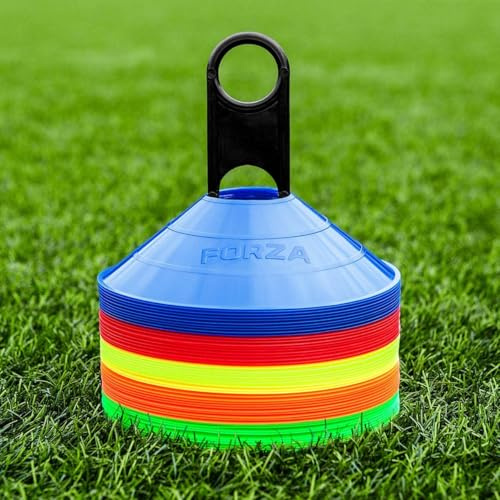 FORZA Coni da Allenamento Marcatori | Cinesini da Allenamento Premium con Supporto, Perfetta per Esercitazioni di Calcio, Rugby E Fitness [Pacco da 50 o 1000] (Multicolore, Pacco da 50)