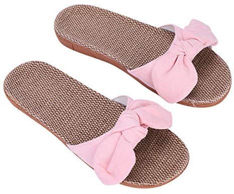 IBLUELOVER Pantoufles Femmes Sandales Plage Été Antidérapantes Chaussons en Lin Chaussures Salle de Bain Piscine Maison Mules Nu Pieds Respirant Slipper Pas Cher extérieure/intérieure