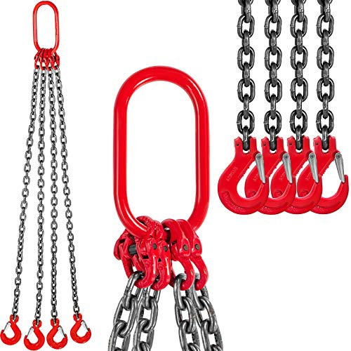 Summile 4 Legs 2Mx8MM Chain Sling 4T 5/16inch Chain Lifting Sling 8800LBS High Temperature Resistance (4T/ 6.5ft/4 Legs)