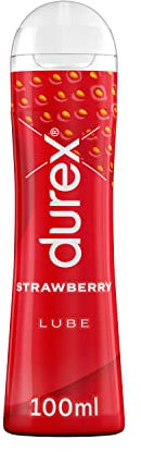 Durex Strawberry Flavoured Lube, 100ml, Water Based Lube, Gluten Free, Condom & Tou Compatible, Non Sticky, Non Staining, Quality Ingredients, Lubricant