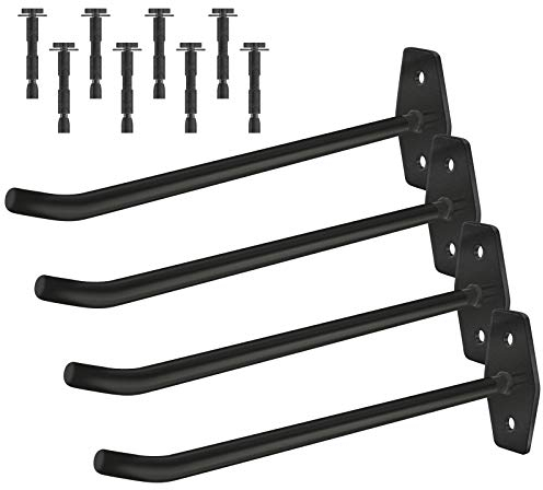 WELLGRO 4X Supporto da Parete per Pneumatici, con Viti E Tasselli in Metallo, Staffa con Rivestimento in Gomma, Circa 27 X 9 X 5 Cm, Nero