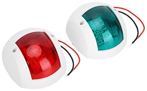 Qiilu Feux de signalisation de navigation, lampe de signalisation marine de yacht de bateau 3W LED voyant d'avertissement de navigation rouge + vert