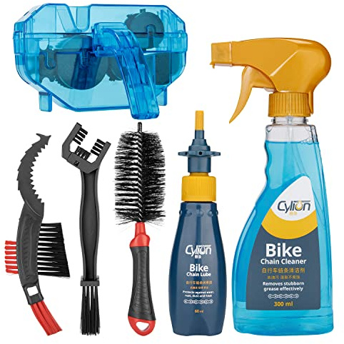 CXWXC Bike Cleaning Kit Including Bicycle Chain Scrubber, Bike Cleaner Brush Tool, Bicycle Chain Cleaning Agent,Chain Lube