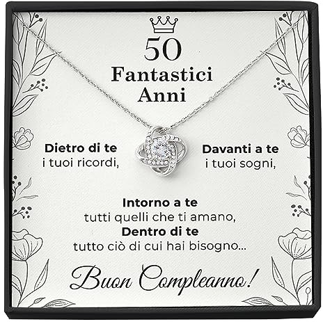 SOFIA FERRER Regalo Donna Compleanno, Collana Argento, 50 Anni Compleanno Donna, Catenina e Biglietto Auguri, Idee Regalo Amica, Sorella, Mamma, Moglie (50 anni)