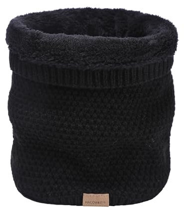 Figarge Schlauchschal Damen Winter Halsschlauch Herren Winter Loop Schal Dick Nackenwärmer Halswärmer Fleece Sport Gamaschenmaske Strickschal Kreisschlaufenschals für Motorrad Fahrrad Ski (Schwarz)