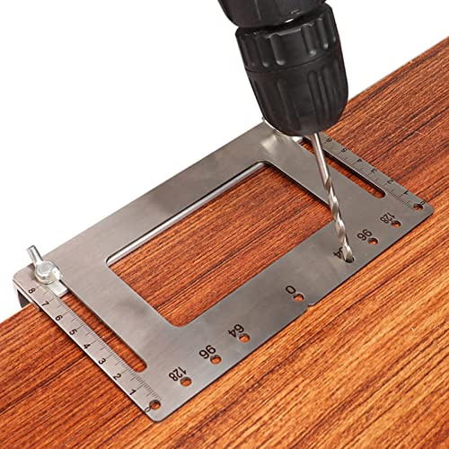 Hole Locator Cabinet Hardware Jig, Woodworking Handle Punch Shelf Pin Jig Drill Guide, Stainless Steel Hole Drilling Template for Cabinet Door, Model:88761